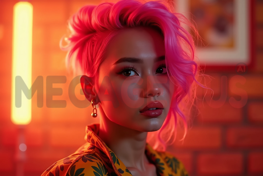 Bold Style: Neon Beauty and Vibrant Pink Hair